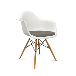 VITRA Eames Plastic Armchair with cushion and golden maple base DAW NEW DIMENSIONS