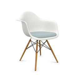 VITRA Eames Plastic Armchair with cushion and golden maple base DAW NEW DIMENSIONS