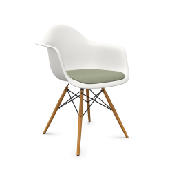 VITRA Eames Plastic Armchair with cushion and golden maple base DAW NEW DIMENSIONS