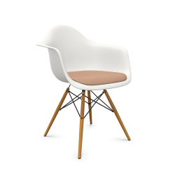VITRA Eames Plastic Armchair with cushion and golden maple base DAW NEW DIMENSIONS