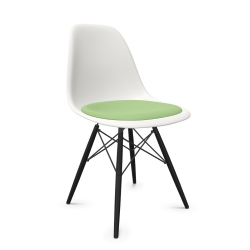 VITRA chaise avec coussin et base en érable noir Eames Plastic Side Chair DSW NOUVELLES DIMENSIONS