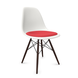 VITRA chaise avec coussin et base en érable foncé Eames Plastic Side Chair DSW NOUVELLES DIMENSIONS