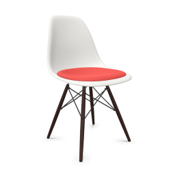 VITRA chaise avec coussin et base en érable foncé Eames Plastic Side Chair DSW NOUVELLES DIMENSIONS
