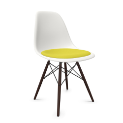 VITRA chaise avec coussin et base en érable foncé Eames Plastic Side Chair DSW NOUVELLES DIMENSIONS