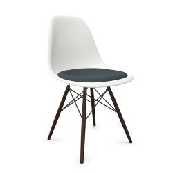 VITRA chaise avec coussin et base en érable foncé Eames Plastic Side Chair DSW NOUVELLES DIMENSIONS