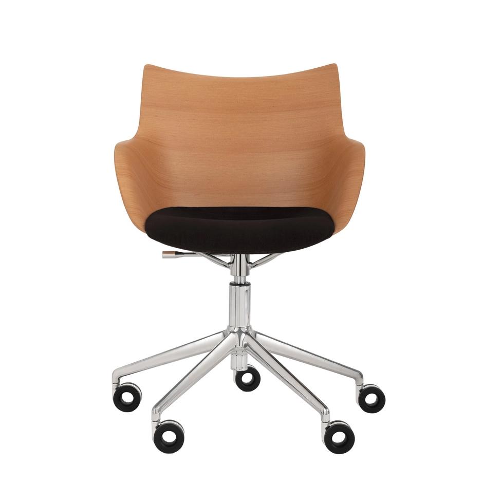 KARTELL chaise avec accoudoirs à roulettes Q/WOOD tissu Aquaclean