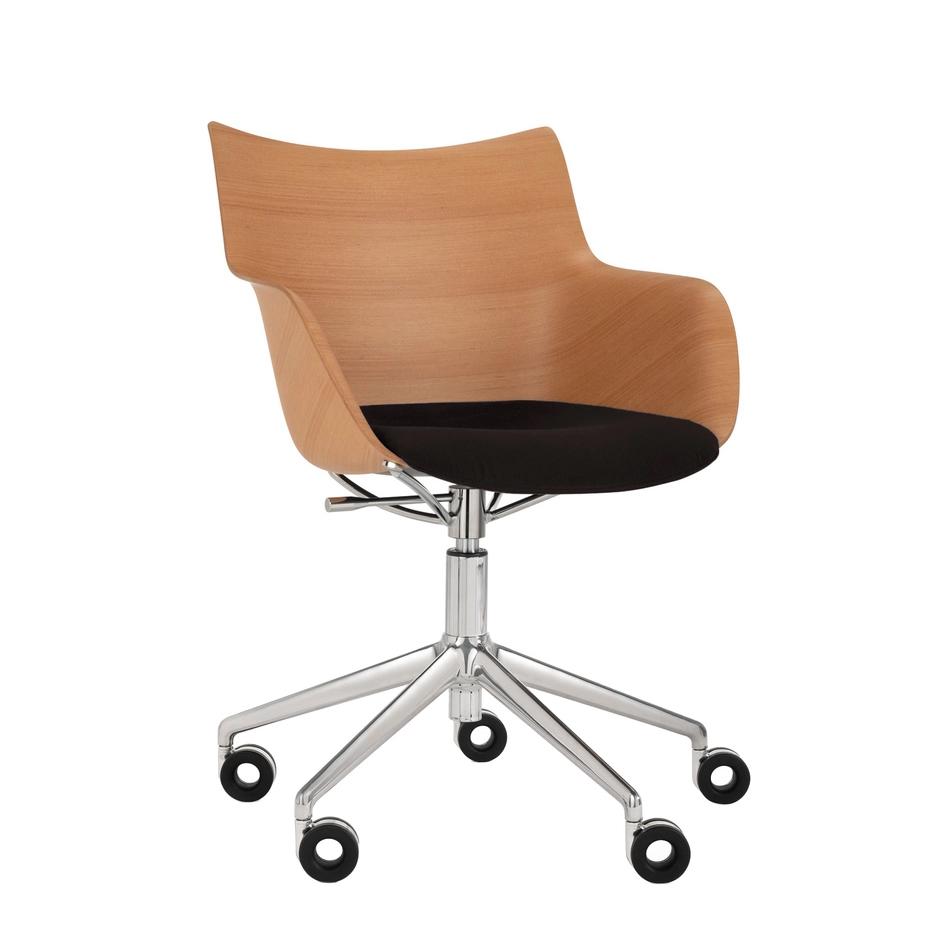 KARTELL chaise avec accoudoirs à roulettes Q/WOOD tissu Aquaclean