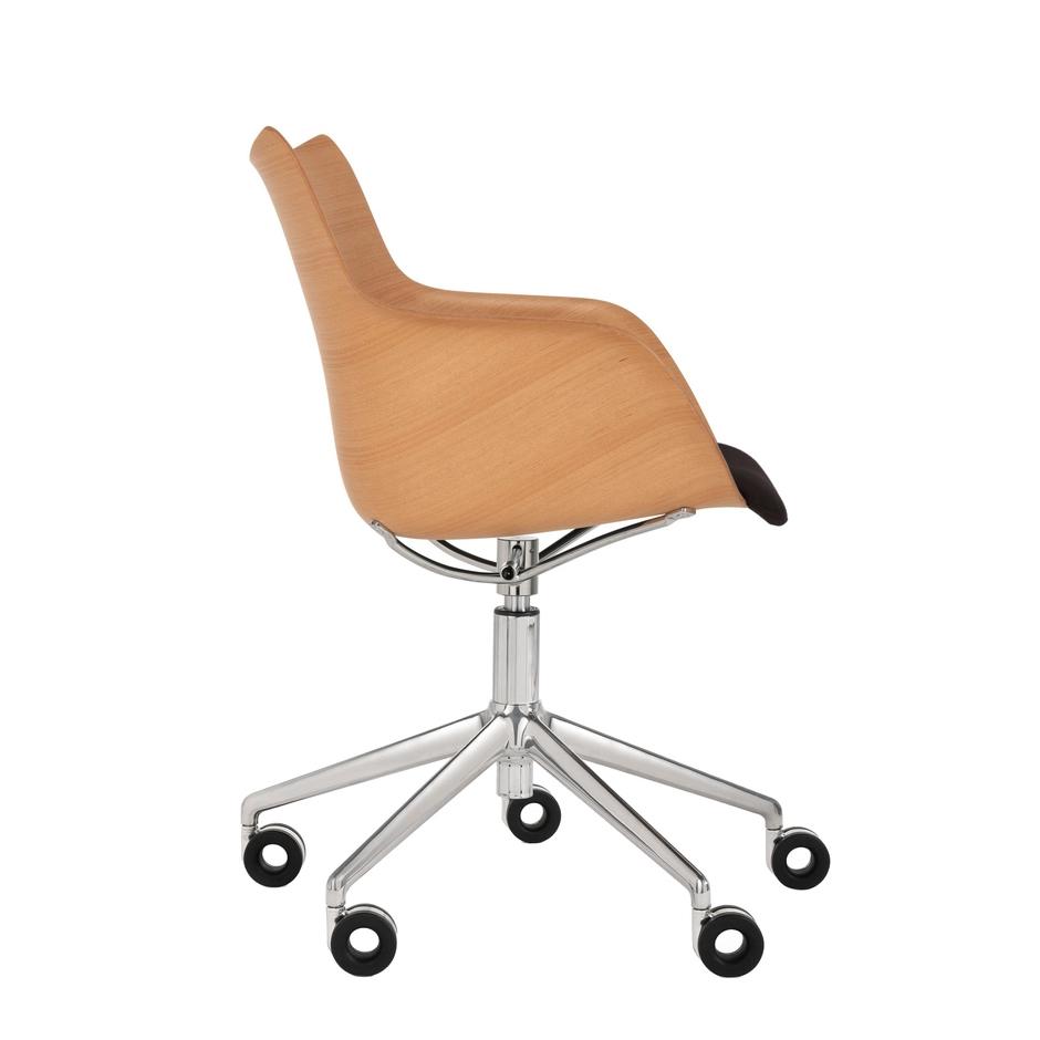 KARTELL chaise avec accoudoirs à roulettes Q/WOOD tissu Aquaclean