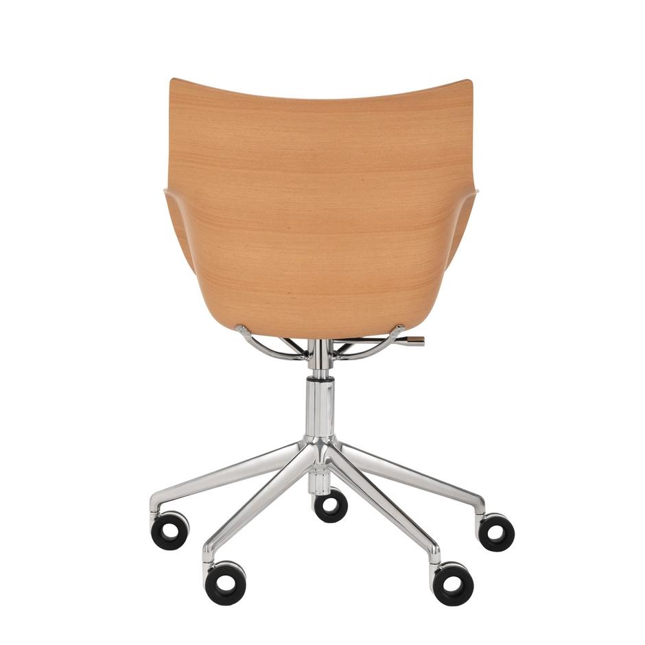 KARTELL chaise avec accoudoirs à roulettes Q/WOOD tissu Aquaclean