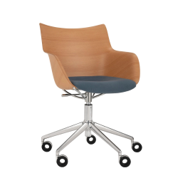 KARTELL chaise avec accoudoirs à roulettes Q/WOOD tissu Aquaclean