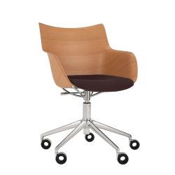KARTELL chaise avec accoudoirs à roulettes Q/WOOD tissu Aquaclean