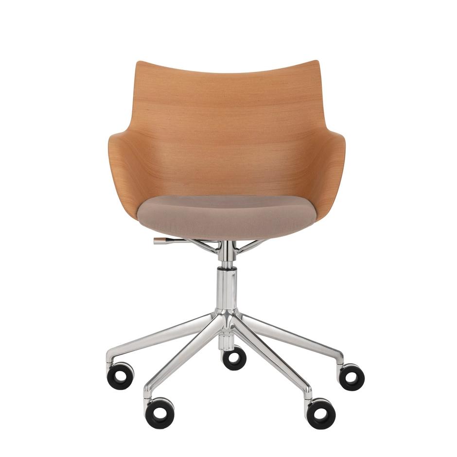 KARTELL chaise avec accoudoirs à roulettes Q/WOOD tissu Aquaclean