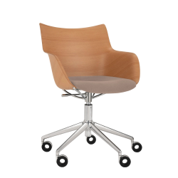 KARTELL chaise avec accoudoirs à roulettes Q/WOOD tissu Aquaclean