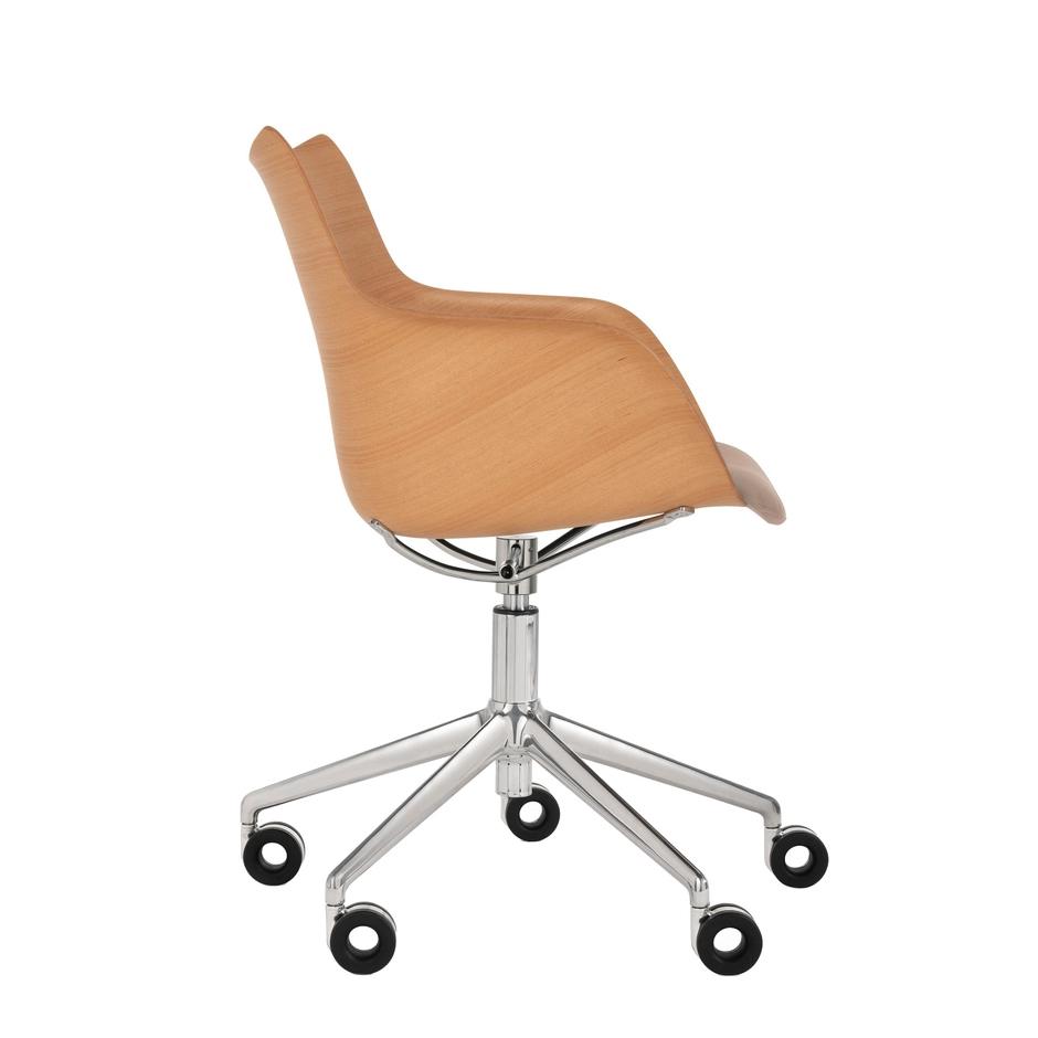 KARTELL chaise avec accoudoirs à roulettes Q/WOOD tissu Aquaclean