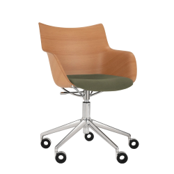 KARTELL chaise avec accoudoirs à roulettes Q/WOOD tissu Aquaclean