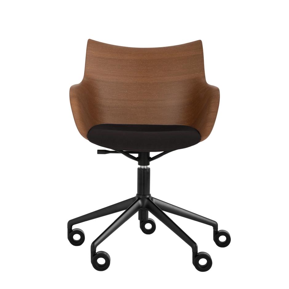 KARTELL chaise avec accoudoirs à roulettes Q/WOOD tissu Aquaclean