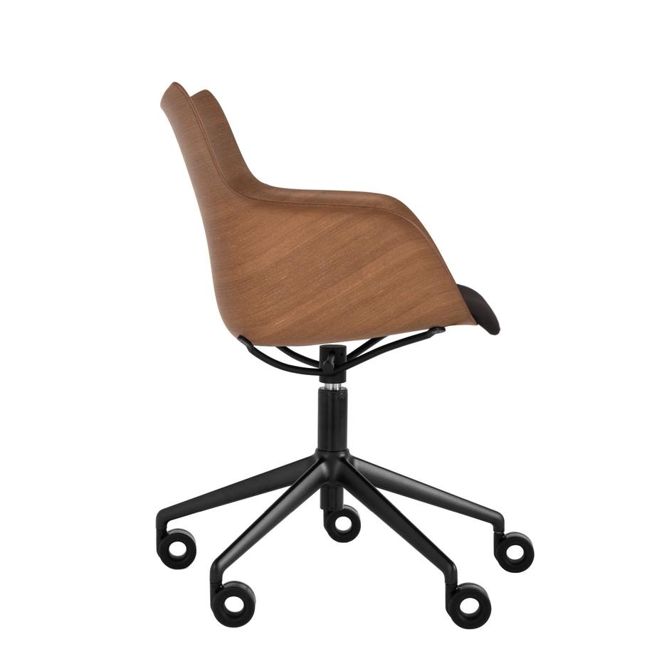 KARTELL chaise avec accoudoirs à roulettes Q/WOOD tissu Aquaclean