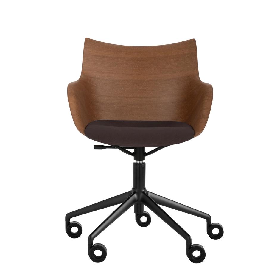 KARTELL chaise avec accoudoirs à roulettes Q/WOOD tissu Aquaclean