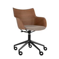 KARTELL chaise avec accoudoirs à roulettes Q/WOOD tissu Aquaclean