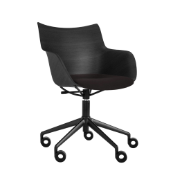 KARTELL chaise avec accoudoirs à roulettes Q/WOOD tissu Aquaclean