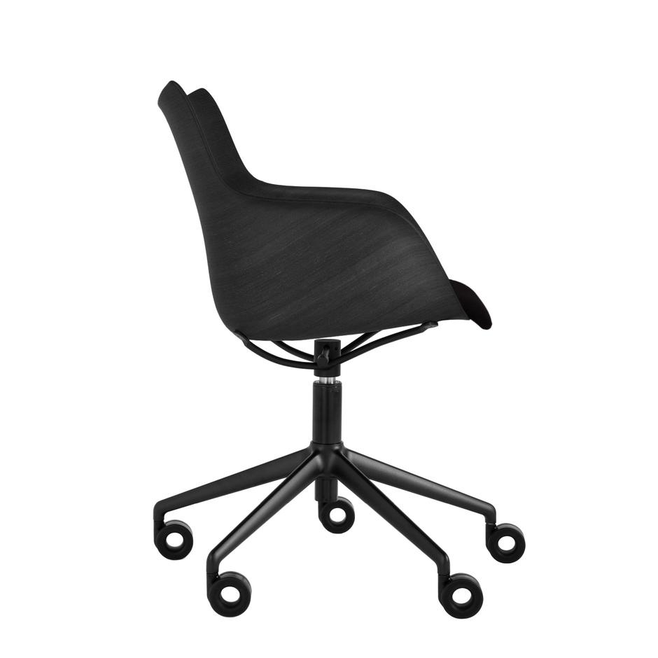 KARTELL chaise avec accoudoirs à roulettes Q/WOOD tissu Aquaclean