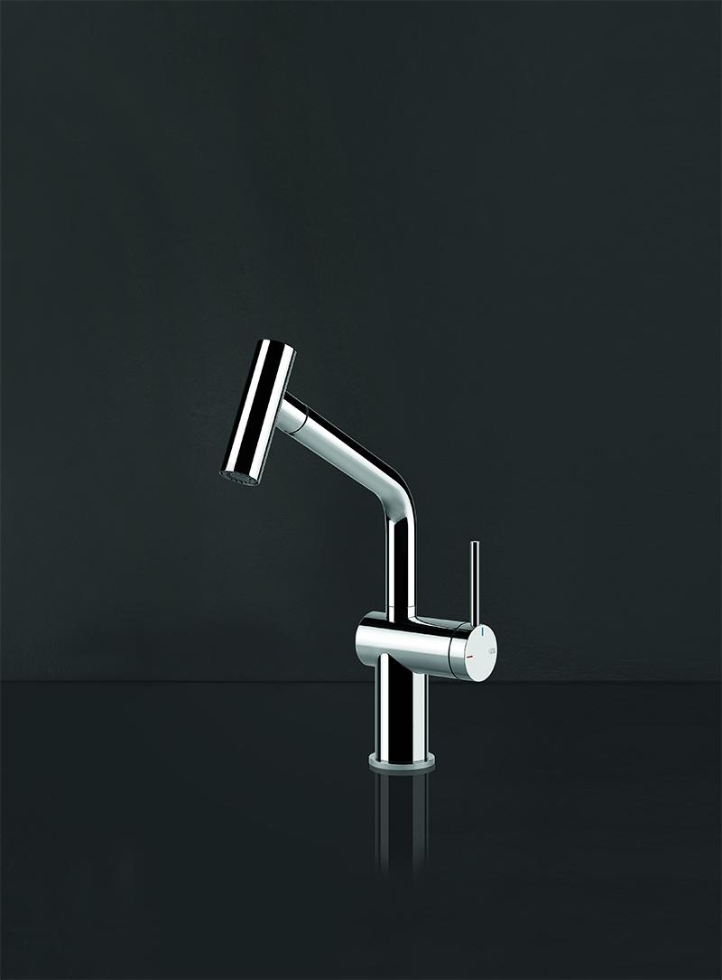 GESSI sink mixer with pull-out double-jet handshower 60425 INEDITO
