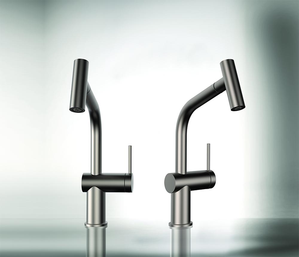 GESSI sink mixer with pull-out double-jet handshower 60425 INEDITO
