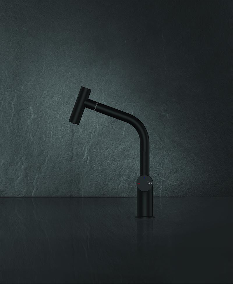 GESSI sink mixer with pull-out double-jet handshower 60425 INEDITO