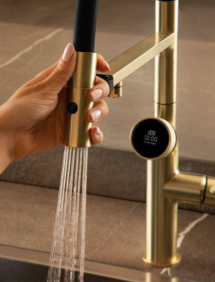 GESSI mitigeur de cuisine 60722 149 Finox Brushed Nickel VITA Collection avec unité CHAUD 60806