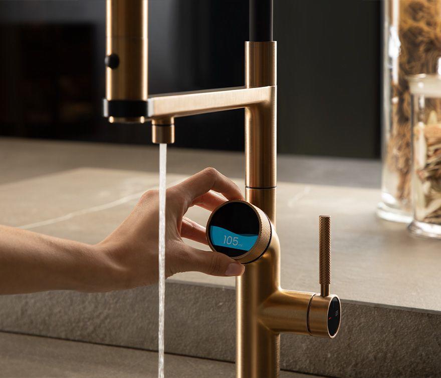 GESSI mitigeur de cuisine 60722 149 Finox Brushed Nickel VITA Collection avec unité CHAUD 60806