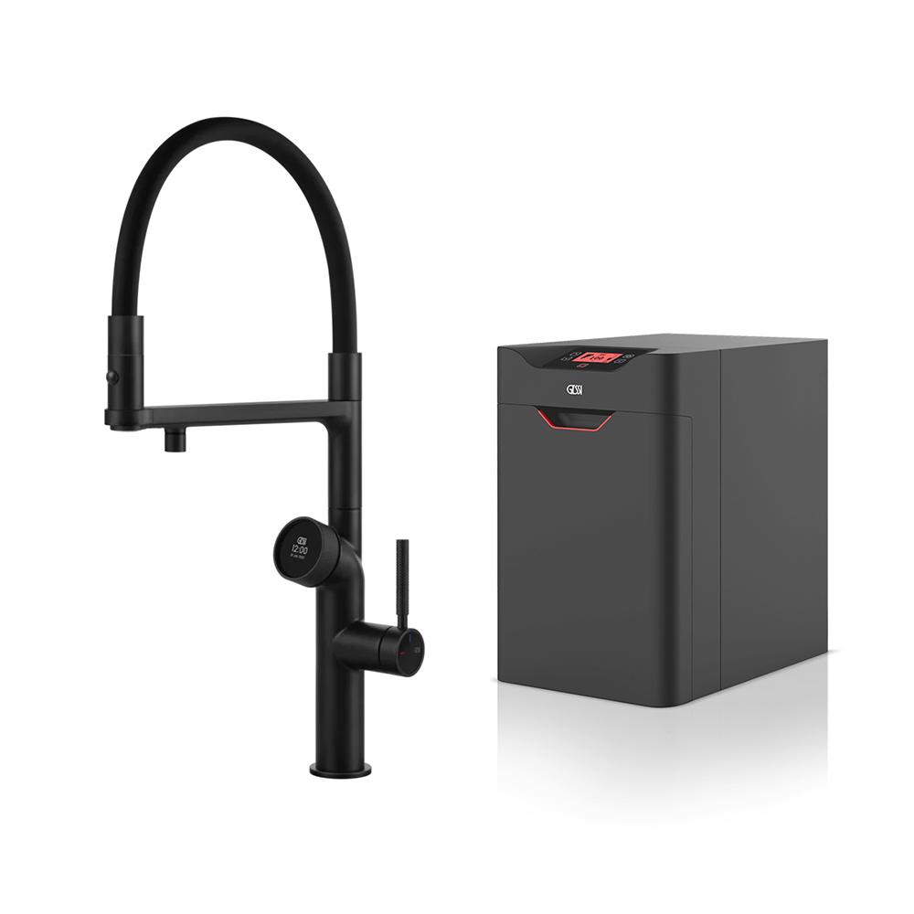 GESSI kitchen mixer tap 60722 299 Matt Black VITA Collection with HOT unit 60806