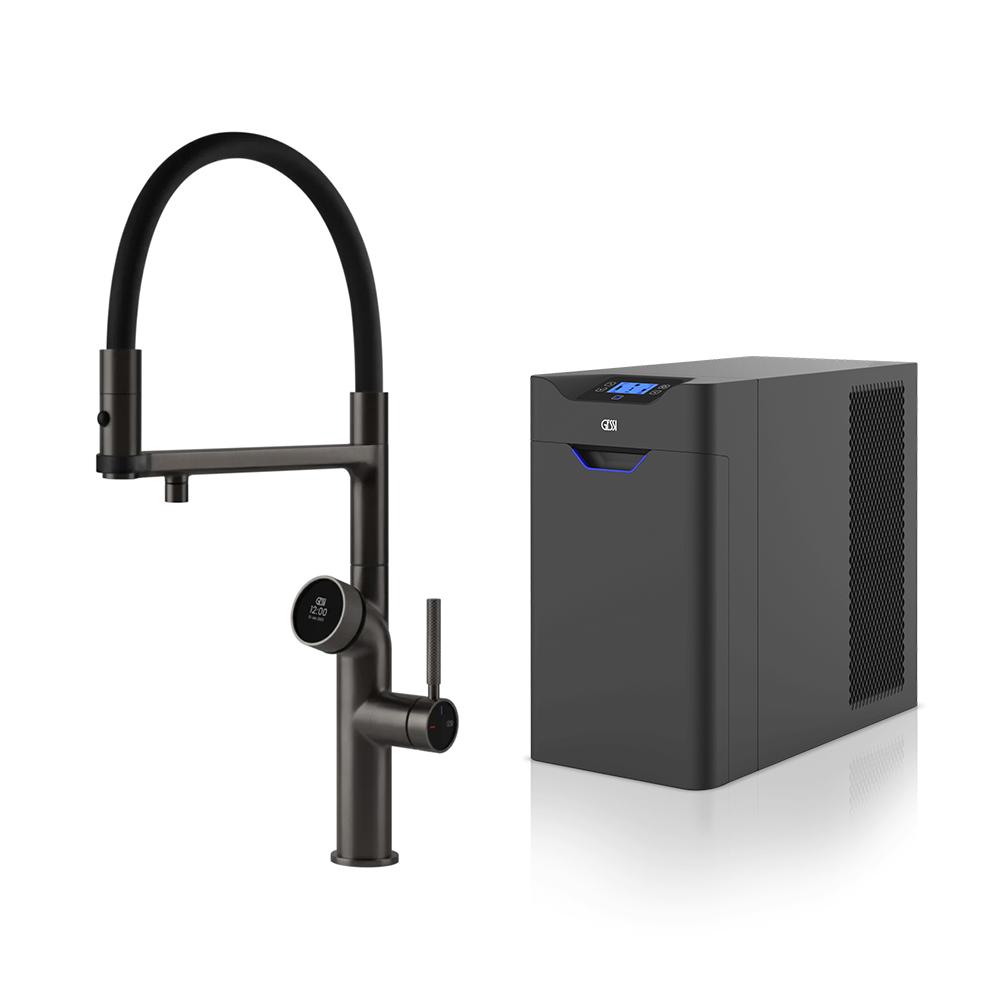 GESSI kitchen mixer tap 60722 707 Black Metal Brushed VITA Collection with COLD unit 60802