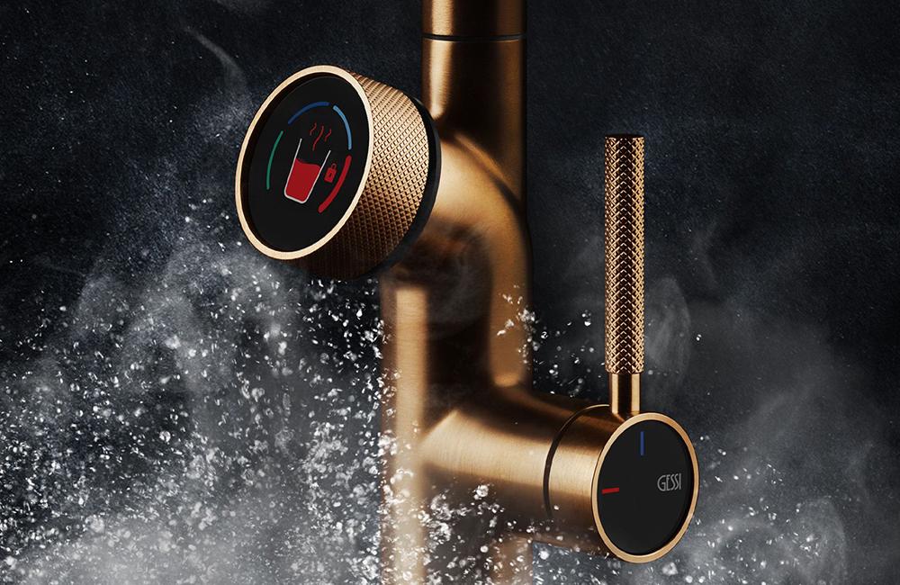 GESSI mitigeur de cuisine 60720 707 Black Metal Brushed VITA Collection avec unité CHAUD et FROID