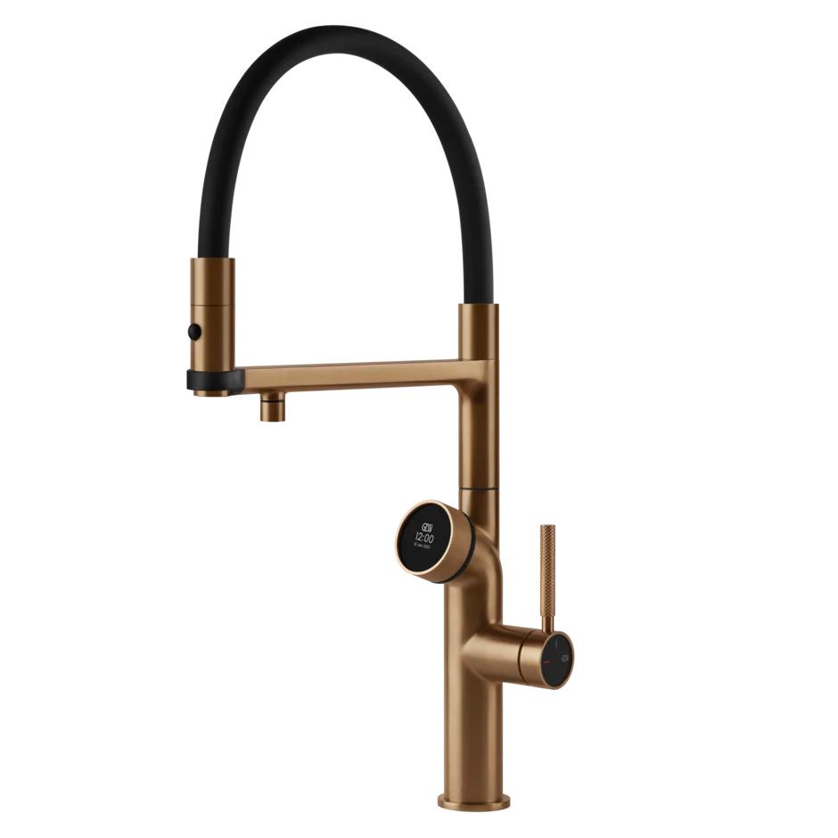 GESSI kitchen mixer tap 60722 726 Warm Bronze Brushed VITA Collection with HOT and COLD