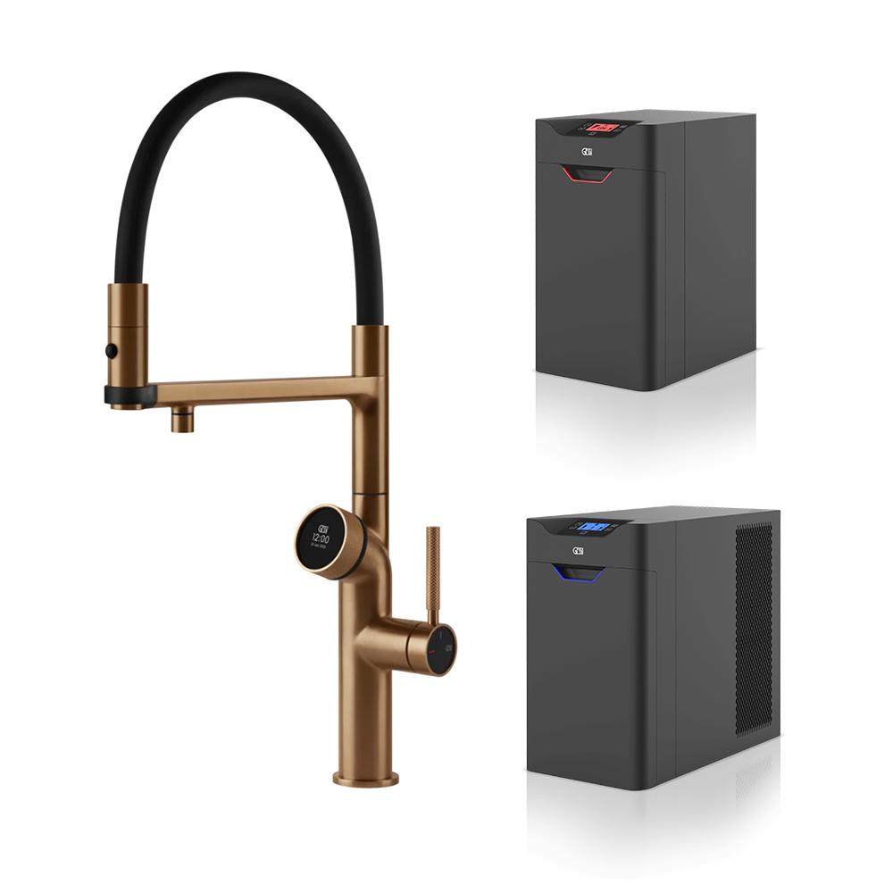 GESSI kitchen mixer tap 60722 726 Warm Bronze Brushed VITA Collection with HOT and COLD