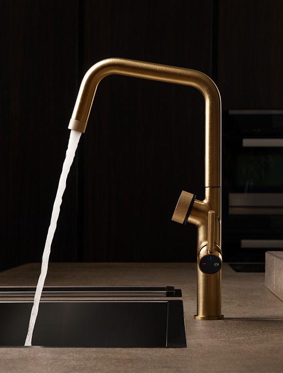 GESSI kitchen mixer tap 60721 727 Brass Brushed VITA Collection with HOT and COLD