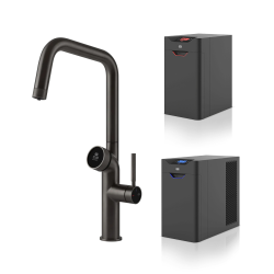 GESSI mitigeur de cuisine 60721 707 Black Metal Brushed VITA Collection avec unité CHAUD et FROID