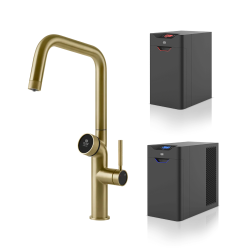 GESSI mitigeur de cuisine 60721 727 Brass Brushed VITA Collection avec unité CHAUD et FROID