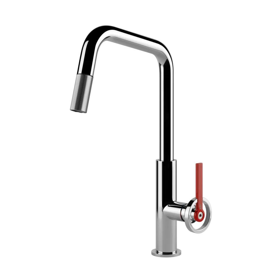 GESSI mixer kitchen tap with pull-out shower 60203 OFFICINE V Collection
