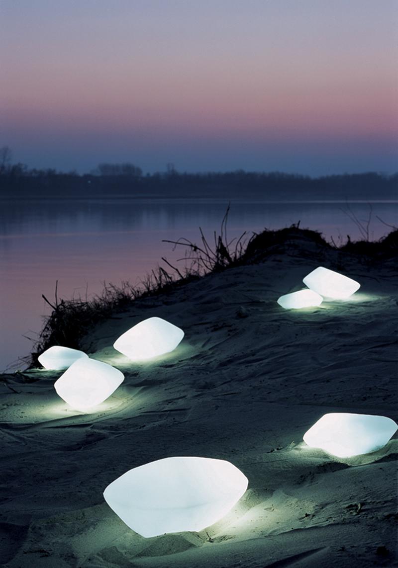 OLUCE floor table lamp STONES for outdoor