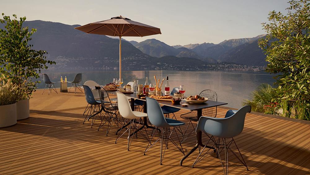 VITRA Eames Plastic Armchair with cushion and black base DAR NEW DIMENSIONS