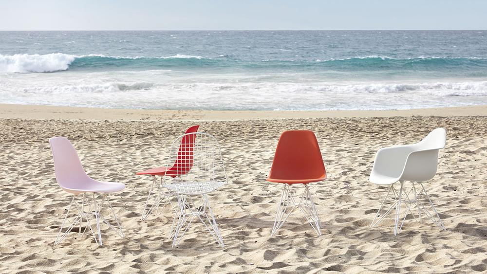 VITRA Eames Plastic Armchair with cushion and black base DAR NEW DIMENSIONS