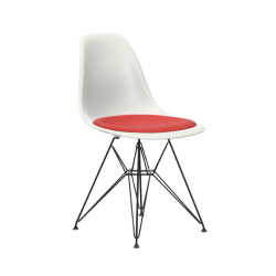 VITRA chaise avec coussin et base noire Eames Plastic Side Chair DSR NOUVELLES DIMENSIONS