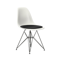 VITRA chaise avec coussin et base noire Eames Plastic Side Chair DSR NOUVELLES DIMENSIONS