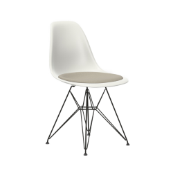 VITRA chaise avec coussin et base noire Eames Plastic Side Chair DSR NOUVELLES DIMENSIONS