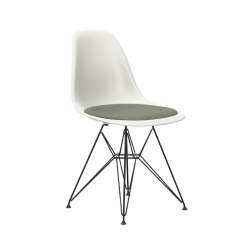 VITRA chaise avec coussin et base noire Eames Plastic Side Chair DSR NOUVELLES DIMENSIONS
