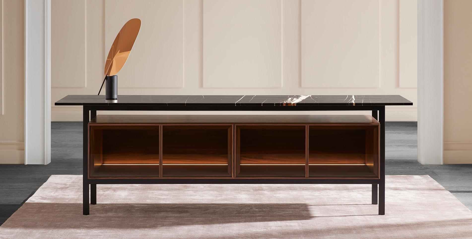 PUNT MOBLES buffet meuble CHICAGO avec 4 portes en verre