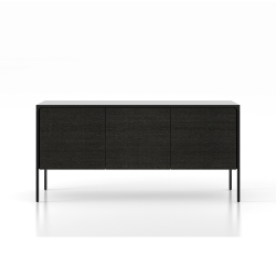 PUNT MOBLES buffet meuble TACTILE structure en chêne teinté ébòne avec 3 portes