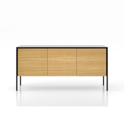 PUNT MOBLES buffet meuble TACTILE structure en chêne teinté ébòne avec 3 portes