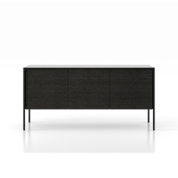 PUNT MOBLES buffet meuble TACTILE structure en chêne teinté gris avec 3 portes